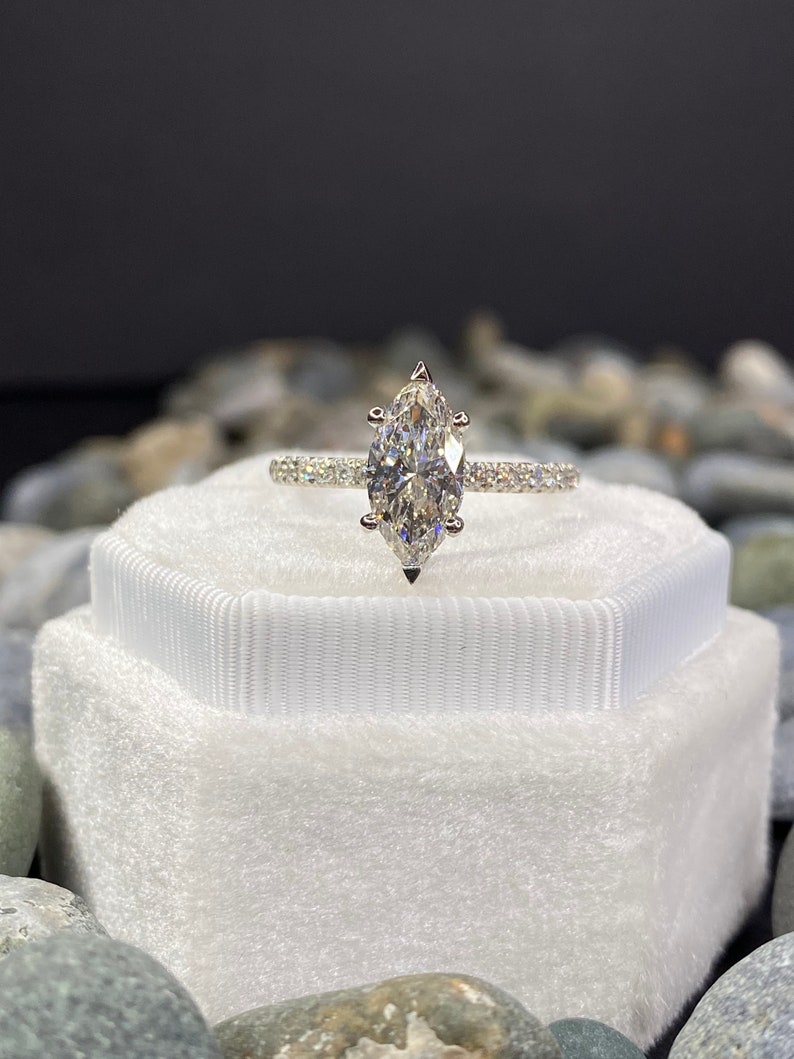 Lab Grown Diamond Marquise Cut Diamond Engagement Ring 14K Etsy