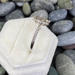 Lab grown diamond marquise cut, diamond engagement ring, 14K white gold,1.59 carat center stone, hidden halo style, IGI certificate ,CVD image 3