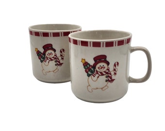 Vintage Snowman Christmas Coffee Mugs