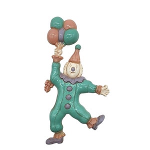 Vintage Plastic Clown With Balloons Wall Hanging Decor, Children's Nursery Room Decor