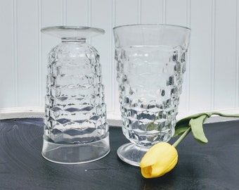 1980's Lancaster Colony American Whitehall Footed Iced Tea Tumblers