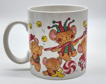 1986 Mice Holiday Mug, Mouse Christmas Party Coffee/Tea Mug