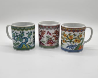 Vintage Floral SY Japan Mugs/Set of 3