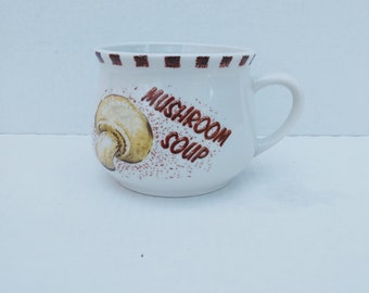 Taza / tazón de sopa de champiñones vintage