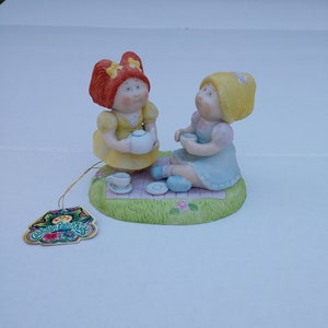 1984 Cabbage Patch Figurine, Girls Having a Picnic Tea Party