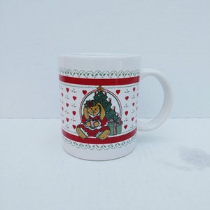 Taza navideña Vintage Bunny, taza de árbol de Navidad de conejo