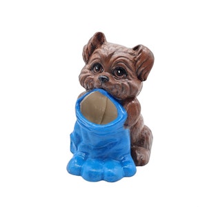 Vintage Puppy Pottery Vase, Dog Planter