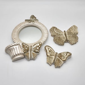 1983 Miller Studio Chalkware Mirror and Butterflies