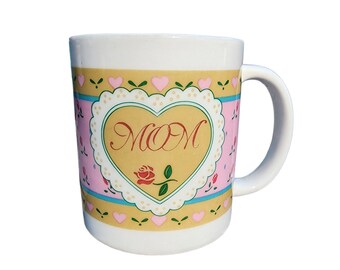Vintage Mom Coffee Mug, Floral Heart Design