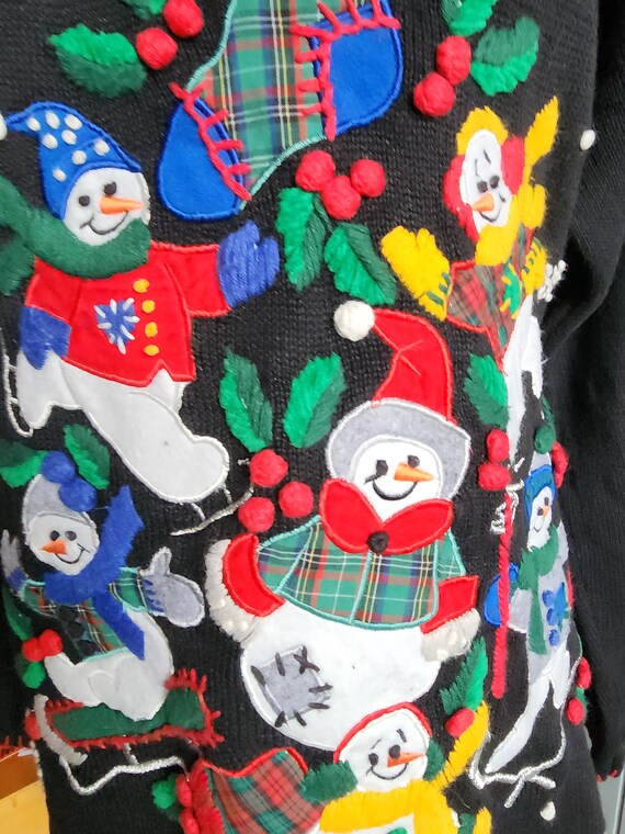 Large Vintage BP Design Black Snowman Sweater - image 6