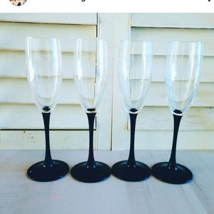 Black Stem Wine Glasses/Champagne Glasses Set of 4