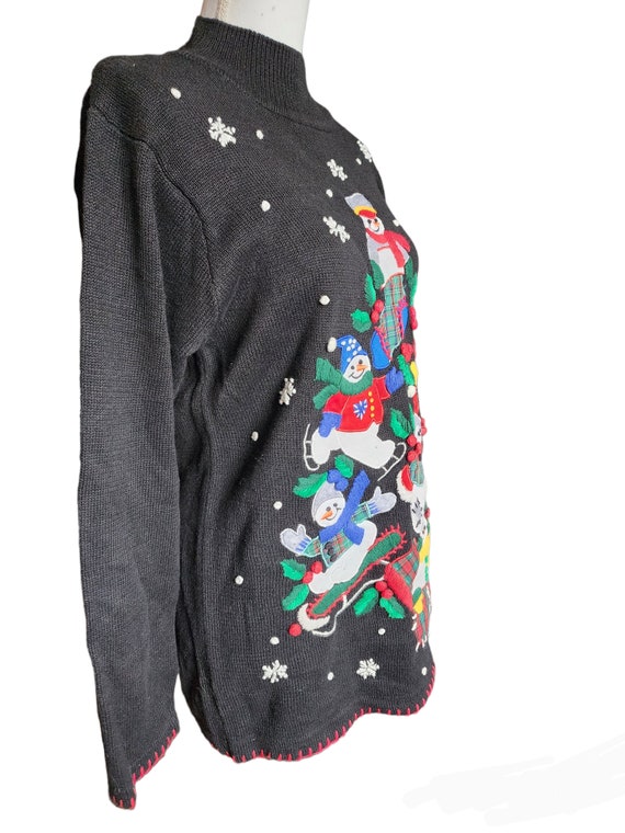 Large Vintage BP Design Black Snowman Sweater - image 2