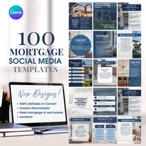 Sjablonen voor sociale media voor hypotheken | Bewerkbare Canva-berichten (digitale download)