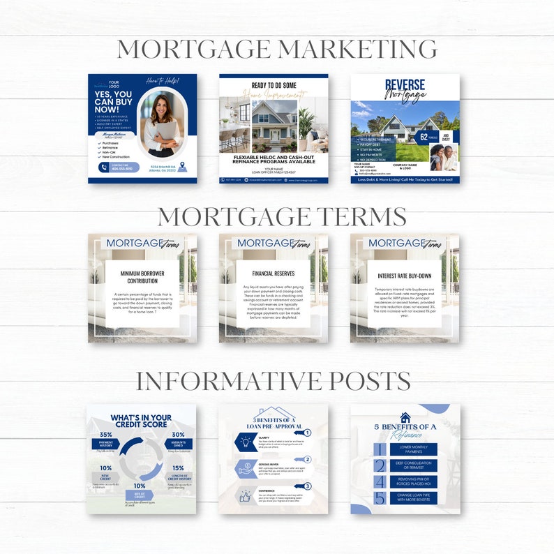 Money Lender Posts Mortgage Loan Officer Social Media Templates: 180+ Posts (canva) - Etsy