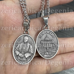 VERSAND JETZT Pope Leo XIV Oval Antike Silber Metall Anhänger Halskette - Kommt mit einer Display Box und vergoldeten Zertifikat