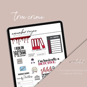 True Crime and Chill Digital GoodNotes Planner Stickers, Notability Stickers, Noteshelf, Pre-cropped Stickers Clipart
