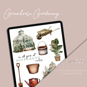 Pre-Cropped Stickers for Noteshelf and GoodNotes Digital Planners Plant Stickers for Gardeners