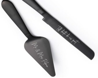 Till death do us part - Wedding, Bachelorette, Bridal Shower Cake Cutting Serving Set of 2, Matte Black - PERSONALIZED ENGRAVED