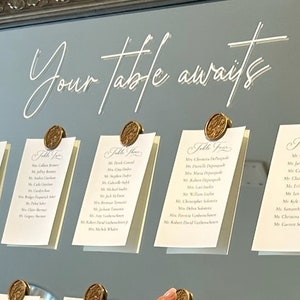 Sitzplan Schild übertragbare Vinyl Aufkleber - Ihr Tisch erwartet