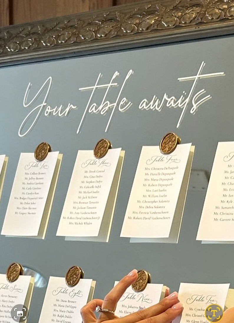 Seating Chart Sign Transferable Vinyl Decal - Your Table Awaits - Etsy
