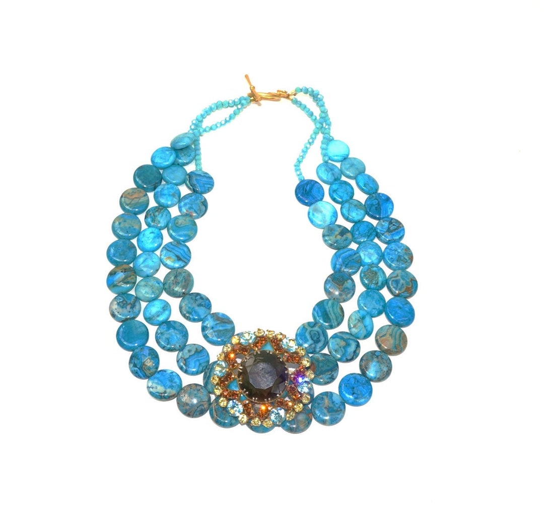 Fashion Sparkle Jewelry Crazy Lace Agate Vintage Rhinestone Wedding