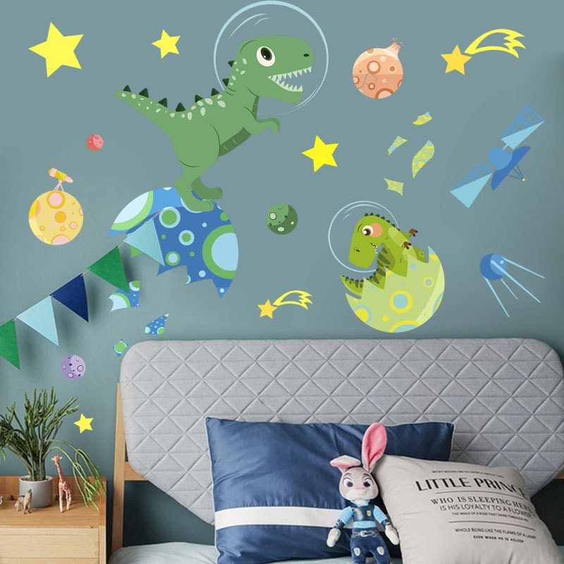 Dinosaurs in Space Childrens Wall Sticker Etsy