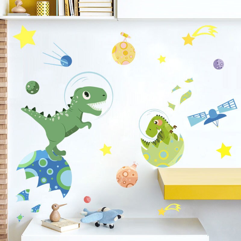 Dinosaurs in Space Childrens Wall Sticker Etsy