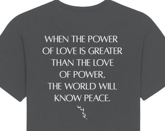 NEARLY PERFECT. Power Of Love Back Print Unisex Organic T-Shirt - Anthracite Grey