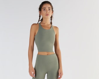 Organic Cotton Yoga Crop Top - Light Green