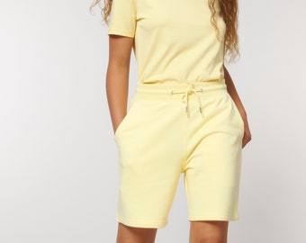 Organic Longline Jersey Shorts - Lemon Yellow