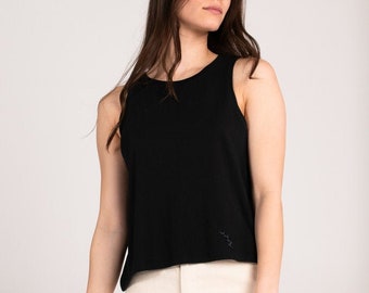 Organic Sustainable Racer Front Vest Top - Black