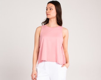 Organic Sustainable Racer Front Vest Top - Pink