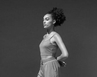 Sustainable Cropped Cami Top - Heather Grey