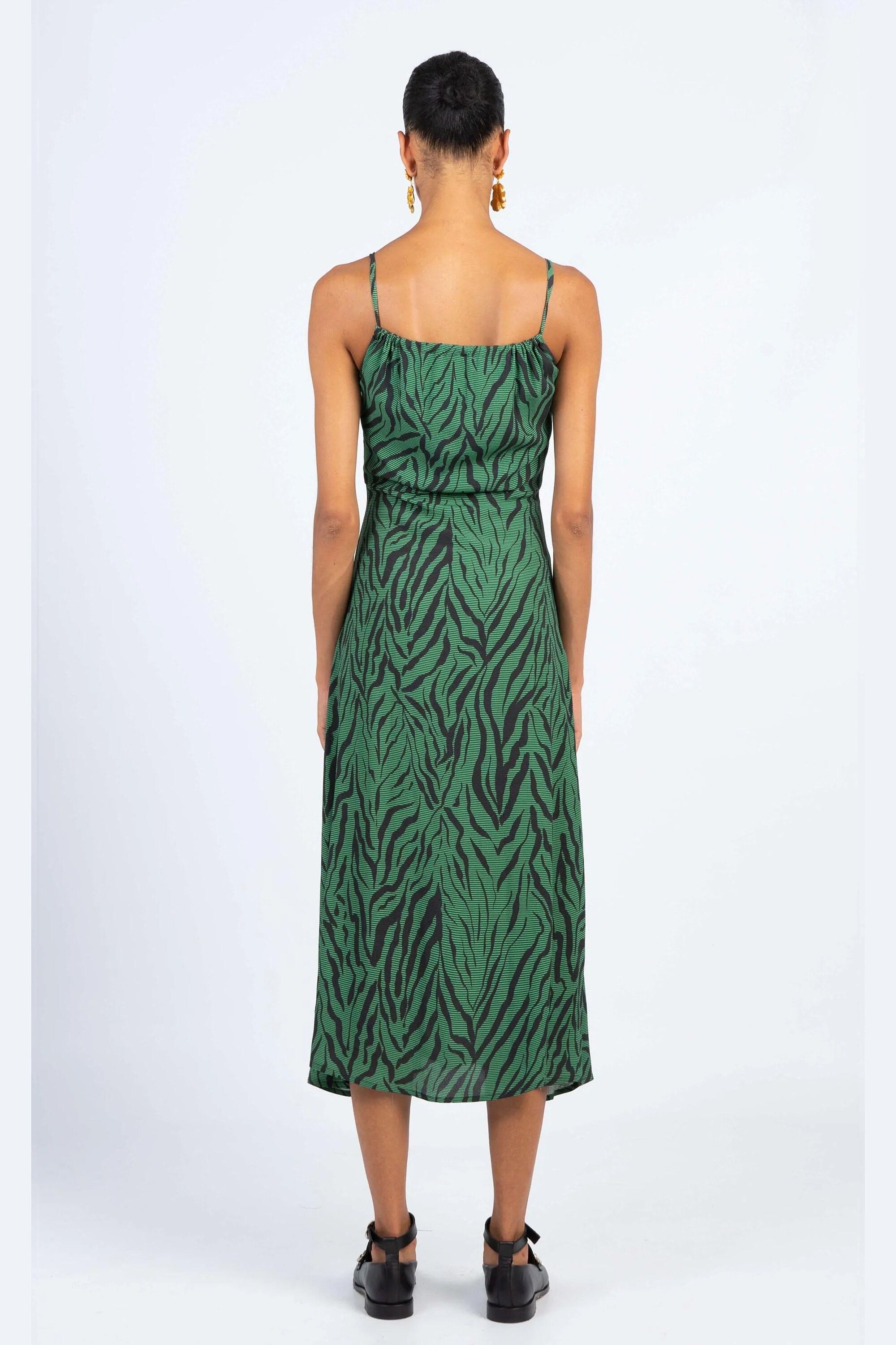 green and black zebra dress Reversible Zebra-Print Mesh Dress in Green & Black XS/S