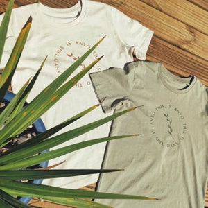 Undyed Organic Leaf Logo T-Shirt Natural image 2