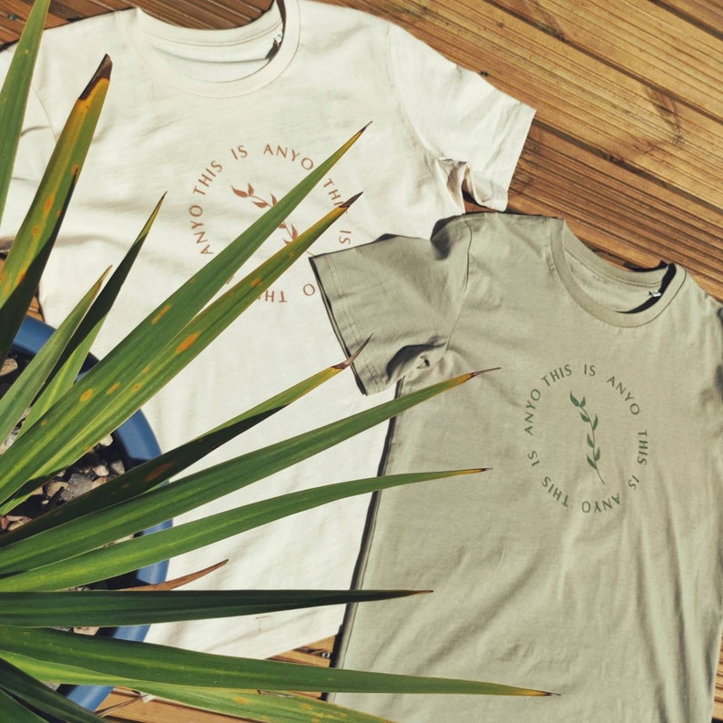 Undyed Organic Leaf Logo T-Shirt Natural image 2