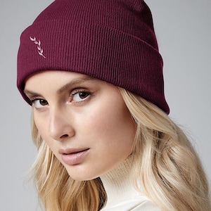 Recycled Cuffed Beanie Hat - Burgundy