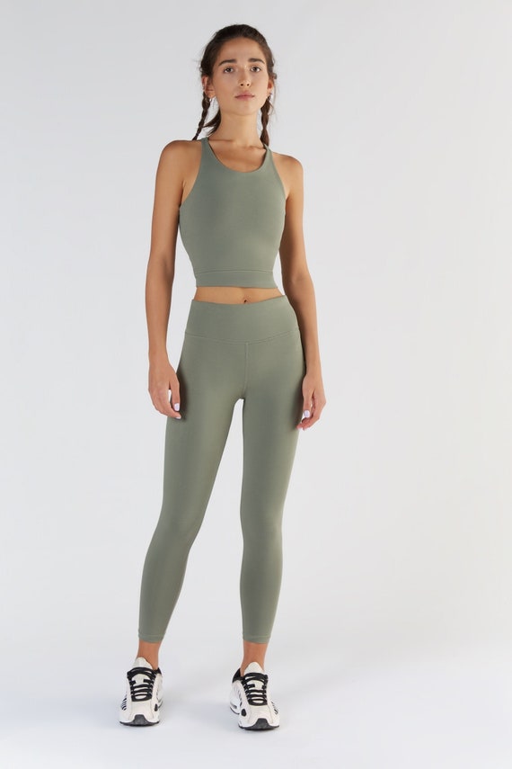 Organic Cotton Yoga Workout Leggings Light Green 