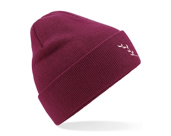 Recycled Cuffed Beanie Hat - Burgundy