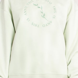 Undyed Organic Oversized Embroidered Sweatshirt Stem Green image 5