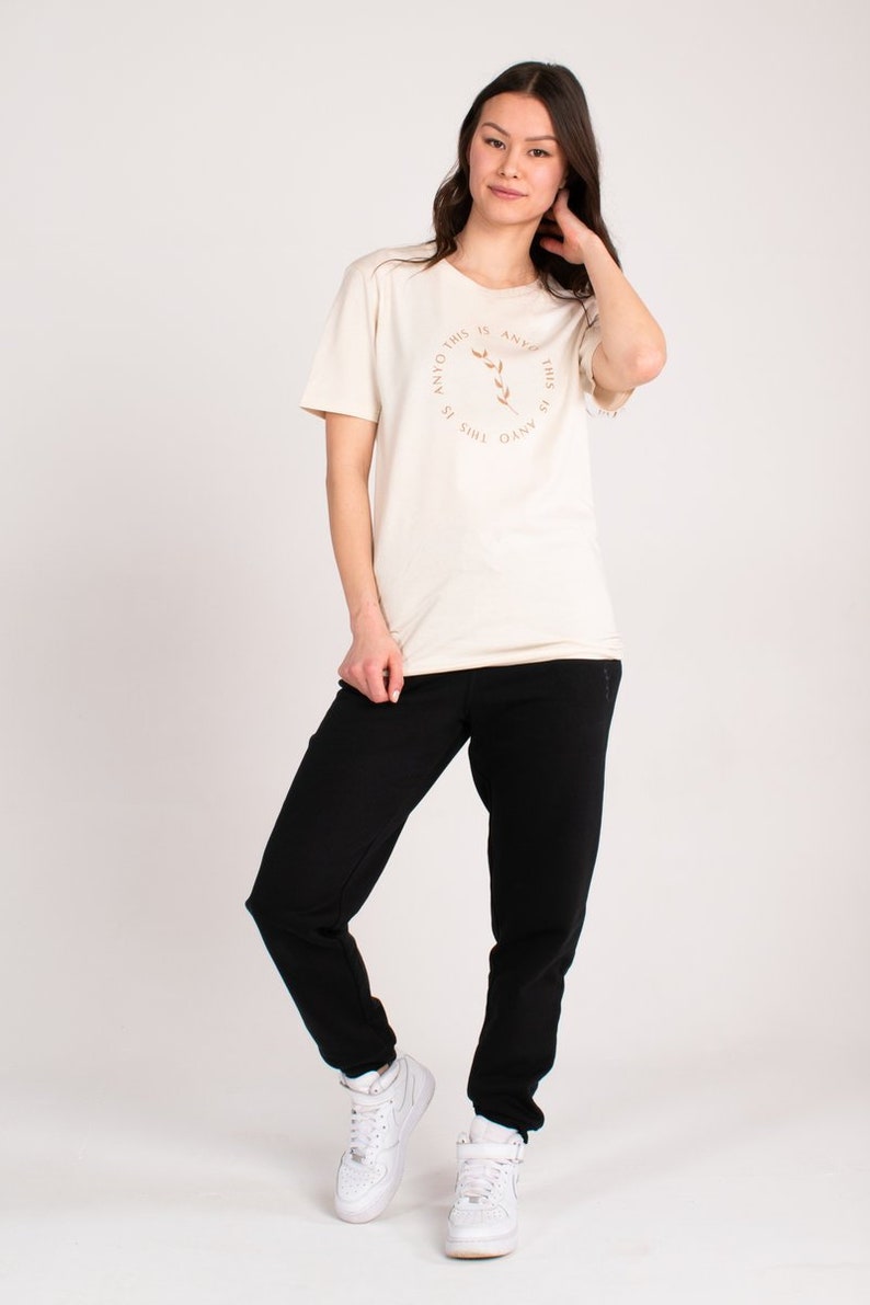 Undyed Organic Leaf Logo T-Shirt Natural image 4