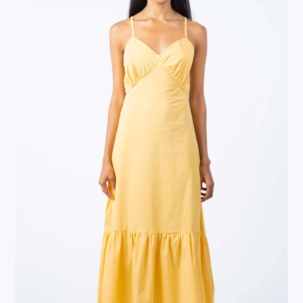 Ruffle Hem Dress - Yellow