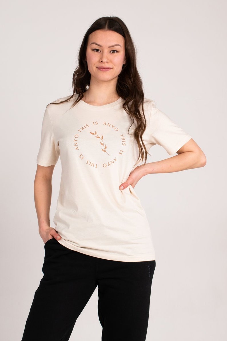 Undyed Organic Leaf Logo T-Shirt Natural image 1