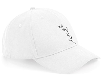 Organic 5-Panel Embroidered Baseball Cap - White/ Charcoal