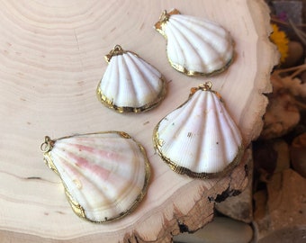 Seashell Pendant, 18kt Gold Plate, Ocean Necklace, Seashell Charms, Mixed Natural Shell Pendants, Boho Mermaid, Boho Wedding