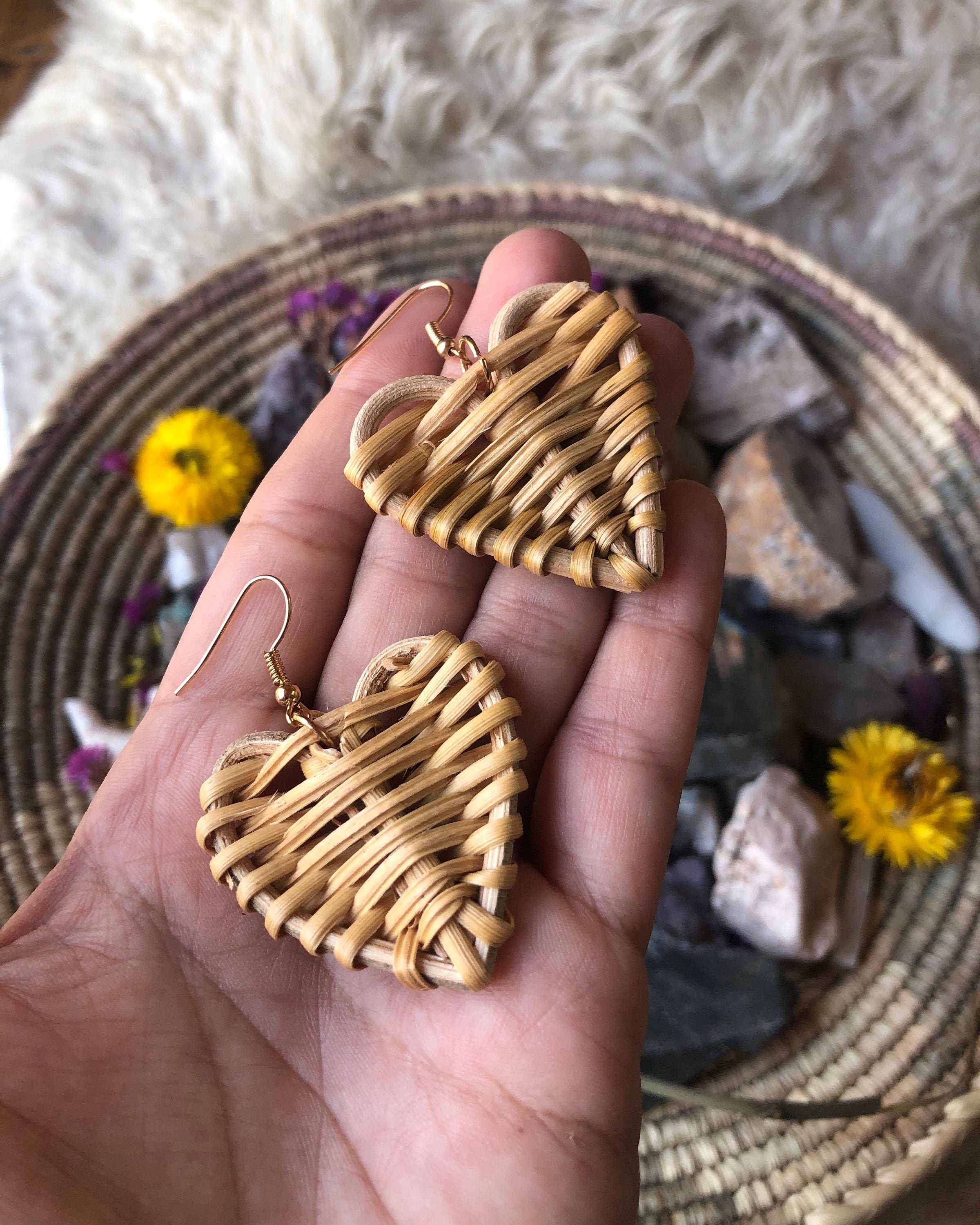 Buy Heart Natural Rattan Wicker Earrings, Handwoven Braid Weave Dangle  Earrings, Woven Boho Jewelry, Round Circle Triangle Teardrop Online in  India - Etsy