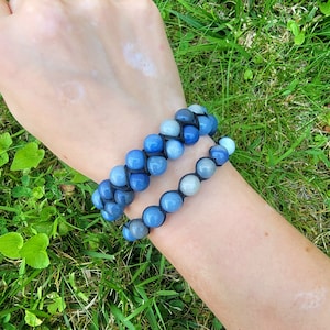 Blue Aventurine Macrame Bracelet – Handmade Adjustable Crystal Jewelry | Boho Healing Gemstone Beaded Bracelet, Unisex One Size