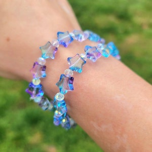 Stretchy Multicolored Glass Star Beaded Bracelet