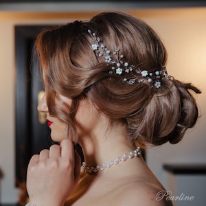 Braut Haar Rebe, handgemachte Haar Rebe, Floral Braut Haar Rebe, Hochzeit Haar Rebe, Perle Haar Rebe, elegante Haar Rebe, Braut Haar-Accessoire