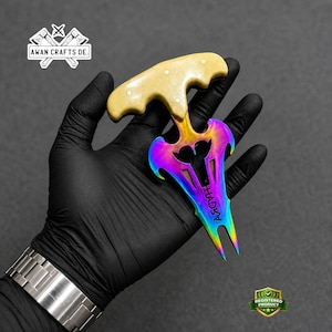 Personalisierte Regenbogen Push-Dolch-Messer 6 Inch | Benutzerdefinierte Name EDC Messer | Edelstahl Taktische Klinge | Kompaktes Geschenk für Ihn